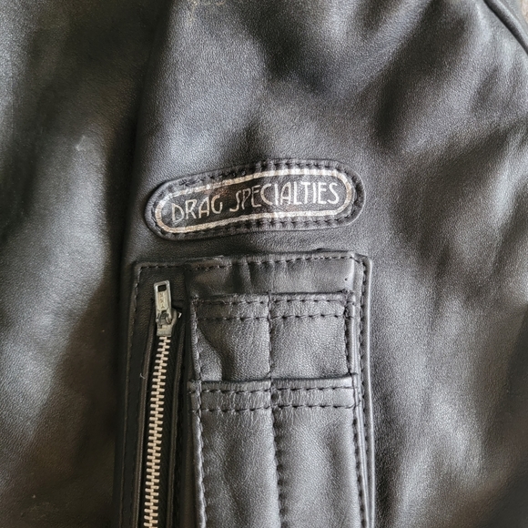 Vintage Drag Specialties Black Leather Motorcycle Jacket Armored SZ 42 Fit Large - Picture 7 of 14